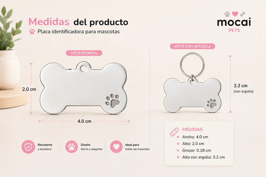 Placa de Identificación Personalizable para Perros