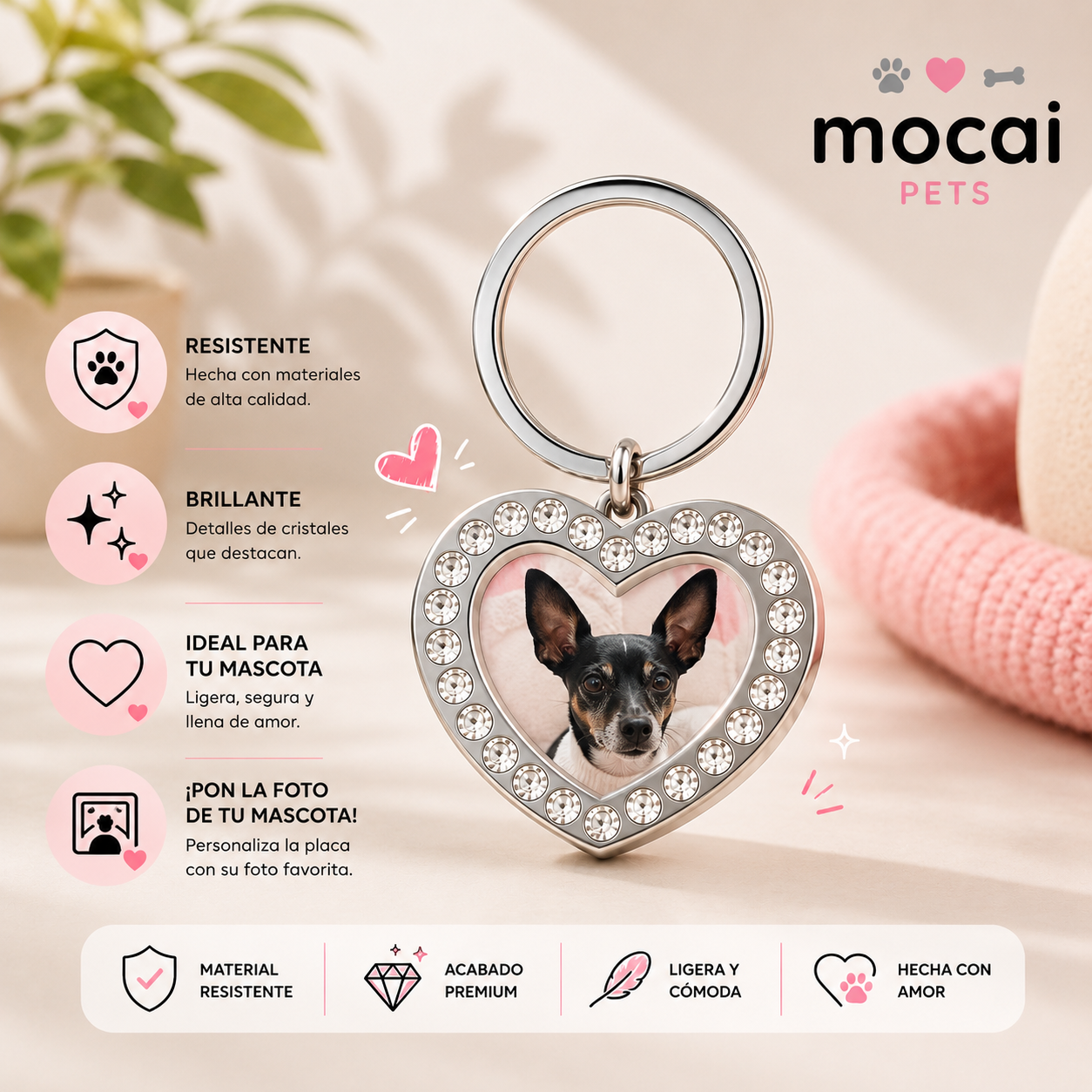 Placa de Identificación Personalizable con Foto para Perros