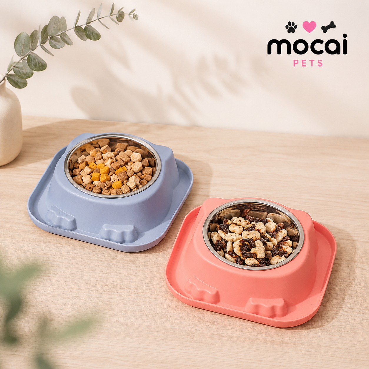 Comedero Individual para Perros con Plato de Acero Inoxidable