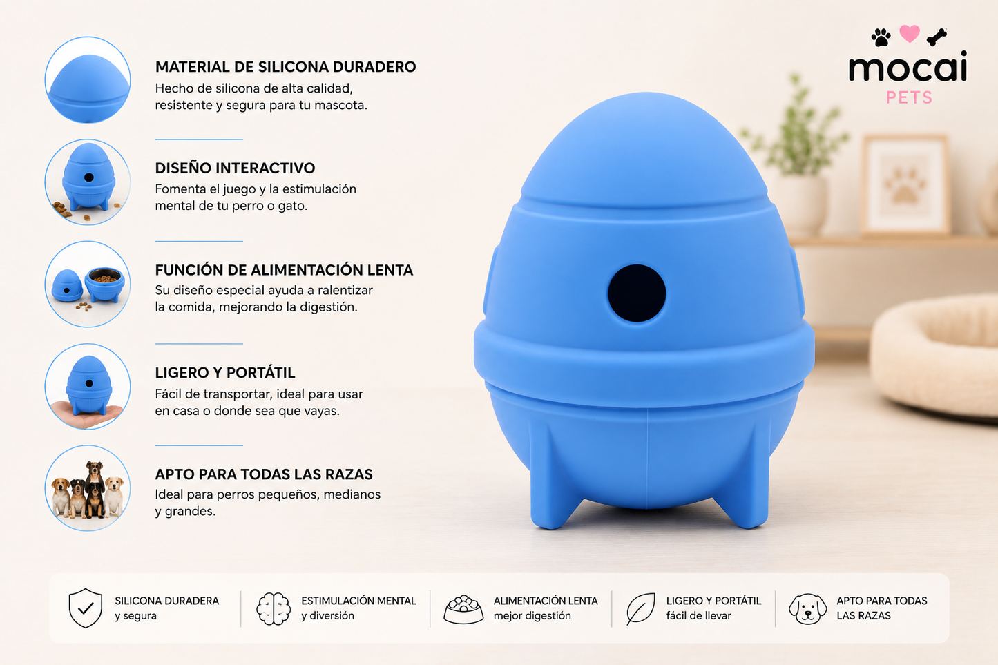 Juguete Interactivo Dispensador de Alimento para Perros