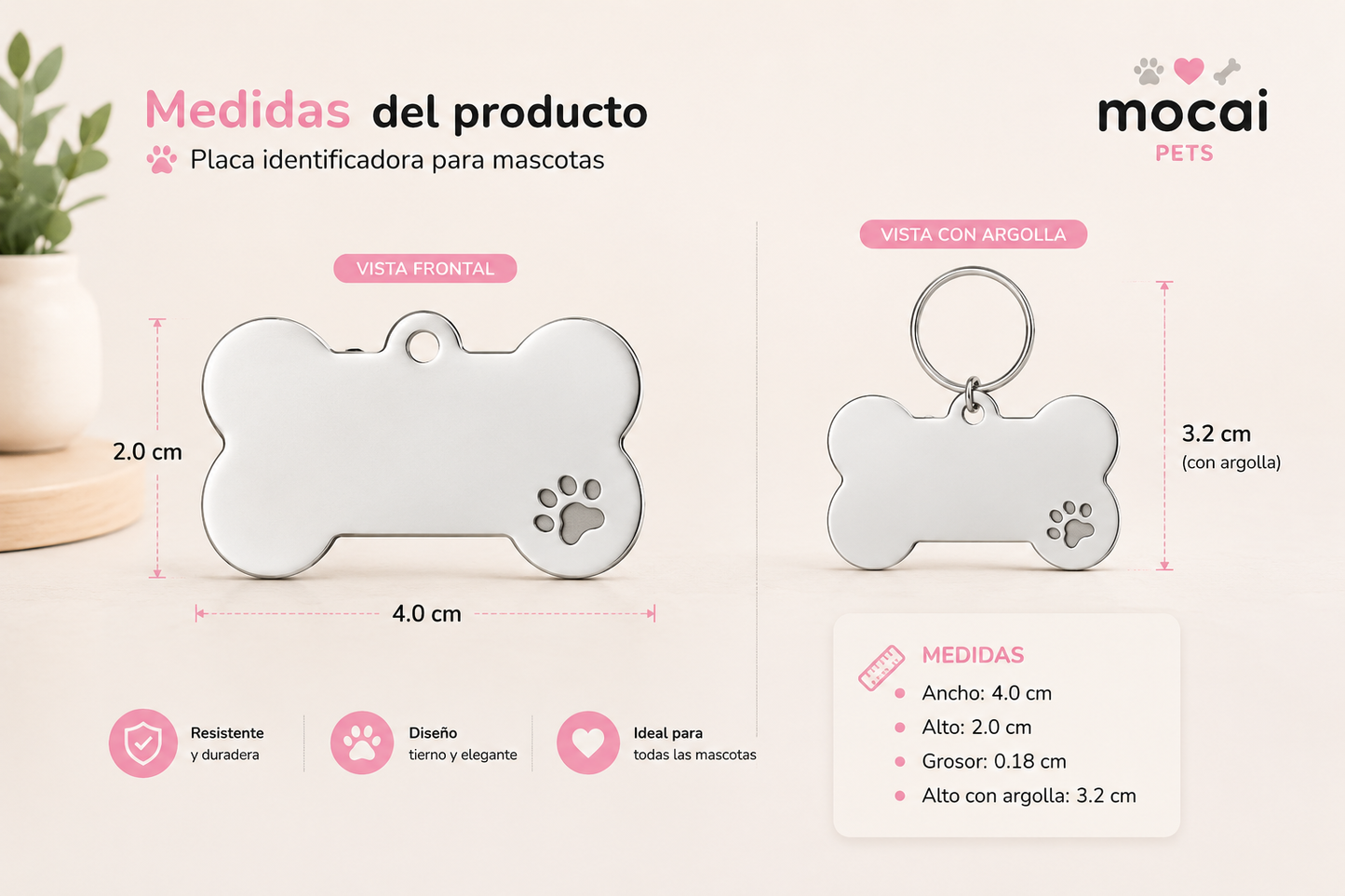 Placa de Identificación Personalizable para Perros