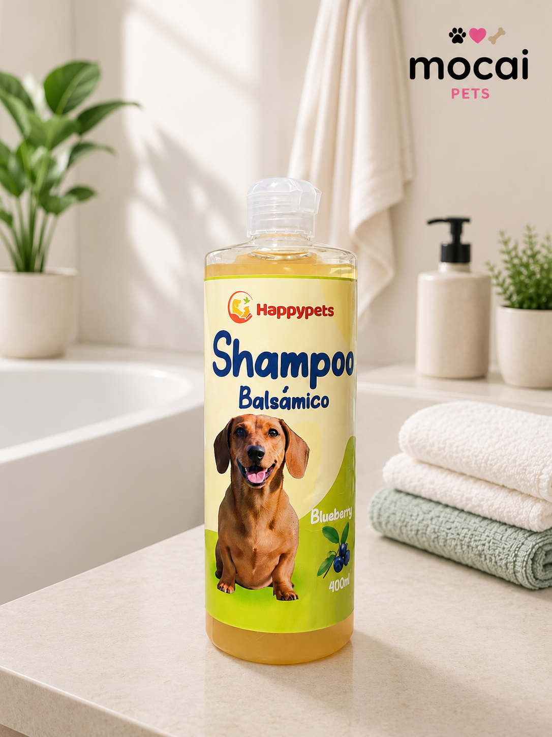 Shampoo Balsámico para Perros HappyPets – Blueberry 400 ml