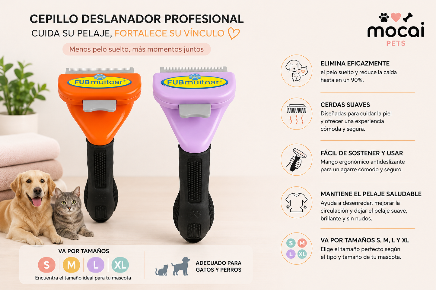 Cepillo removedor de pelo para perros