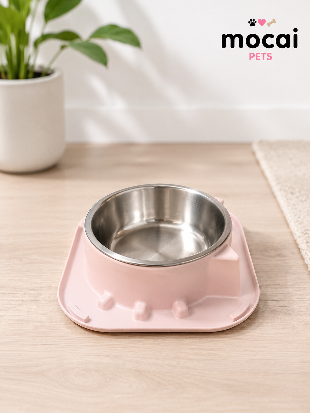 Comedero Individual para Perros con Plato de Acero Inoxidable