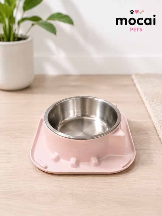 Comedero Individual para Perros con Plato de Acero Inoxidable