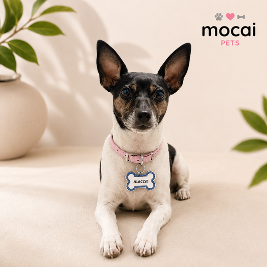 Placa de Identificación Personalizable para Perros – Diseño Hueso con Brillo