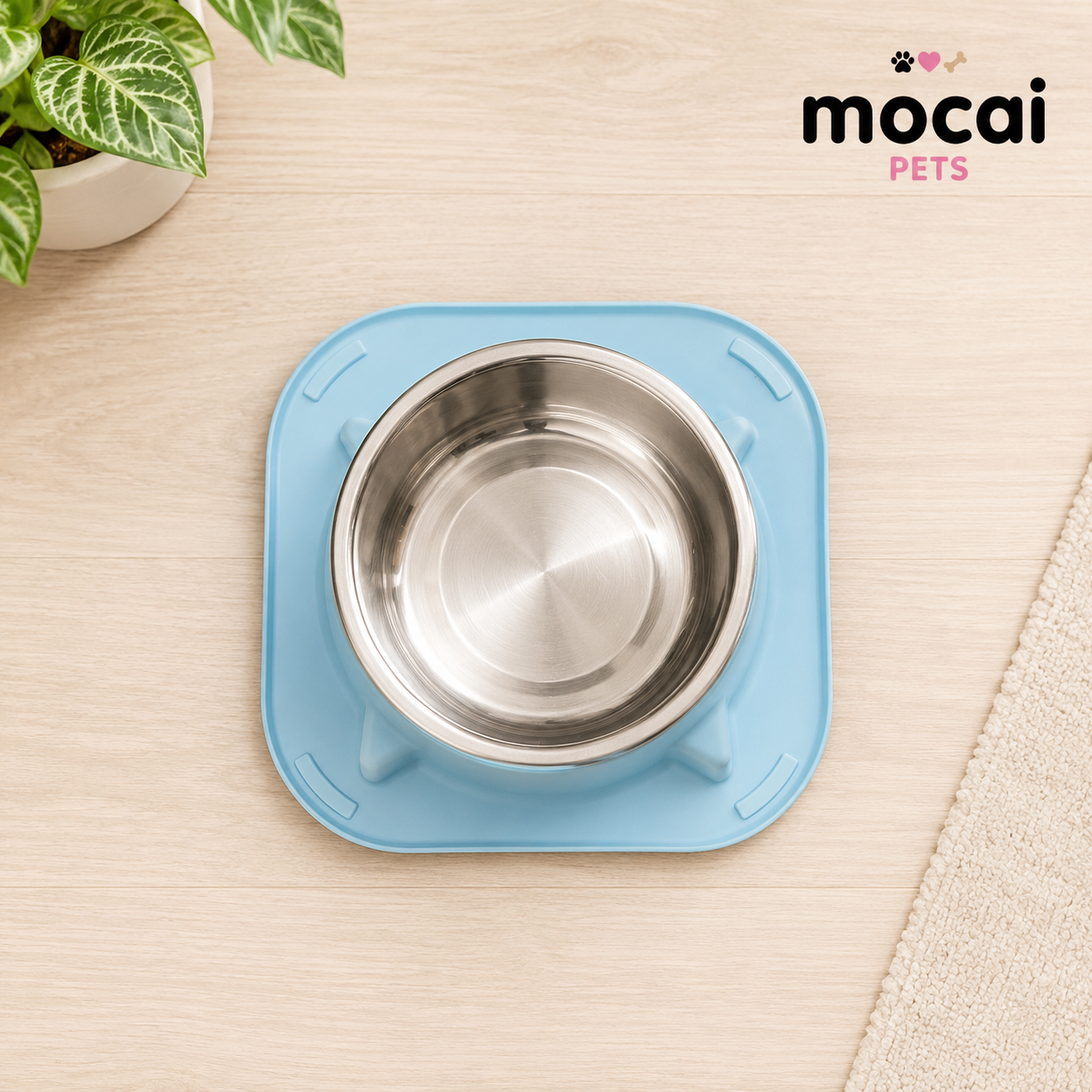 Comedero Individual para Perros con Plato de Acero Inoxidable